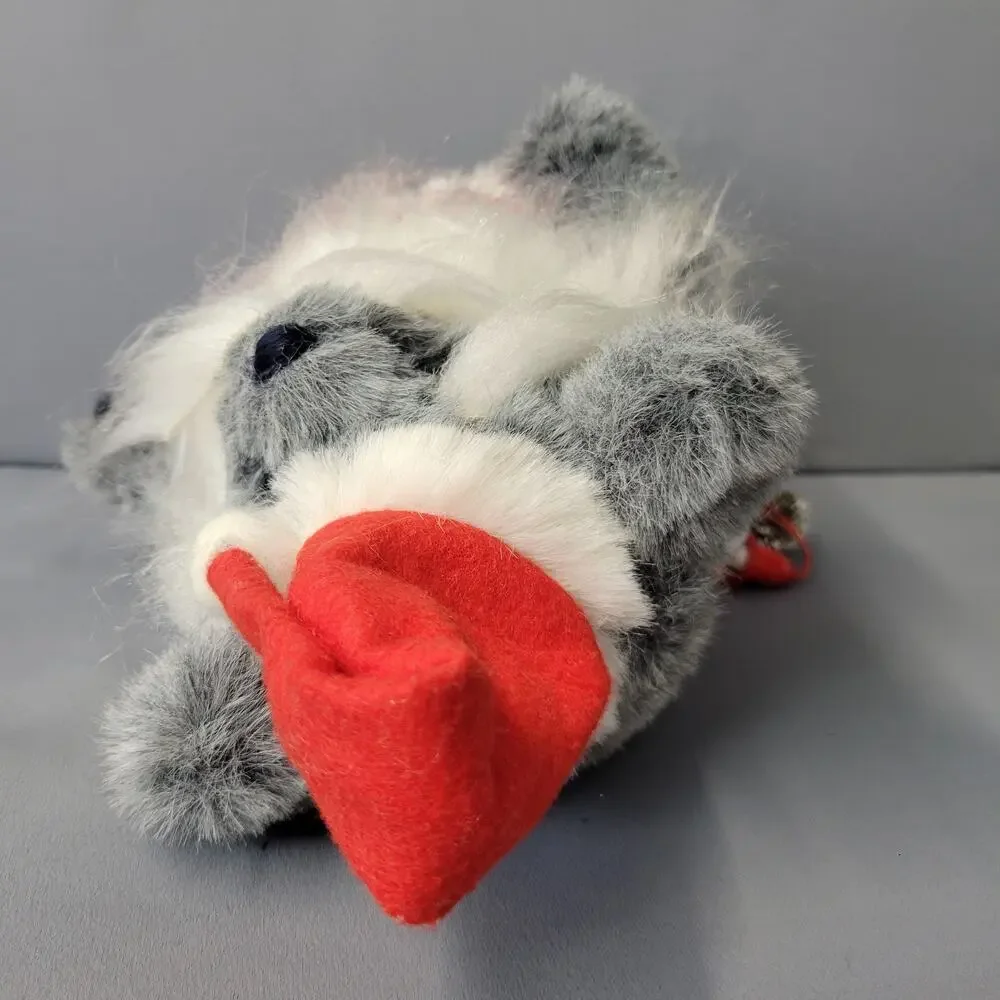 Vintage 80's Christmas Santa Bear Plush Gray 11